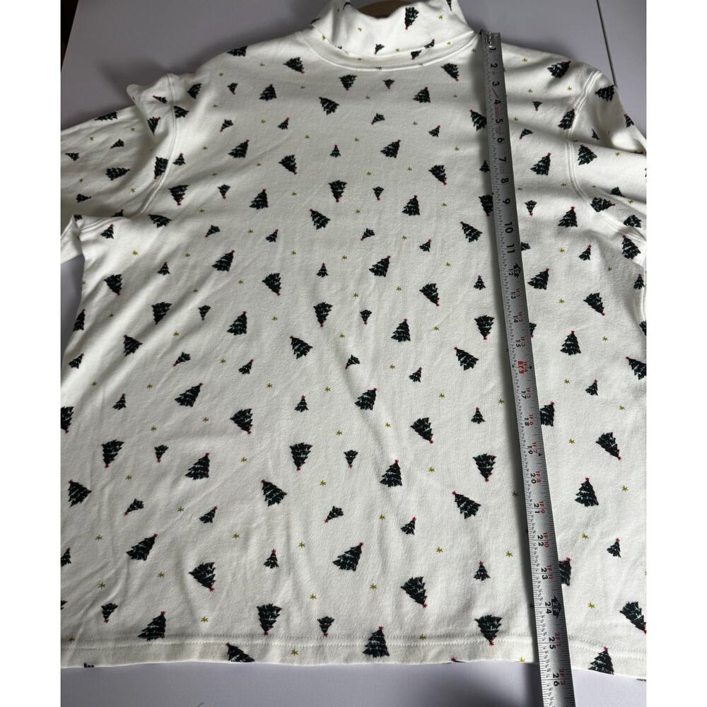Studio Works Vintage 'Ugly Christmas' 100% Cotton Festive Turtleneck, Sz L Trees - Picture 8 of 8